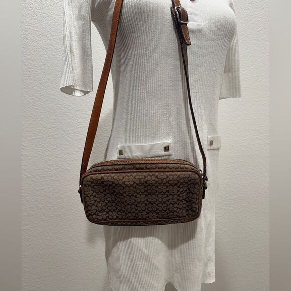 COACH Crossbody Bag 6341 Mini Signature Canvas Leather Brown - Picture 8 of 9
